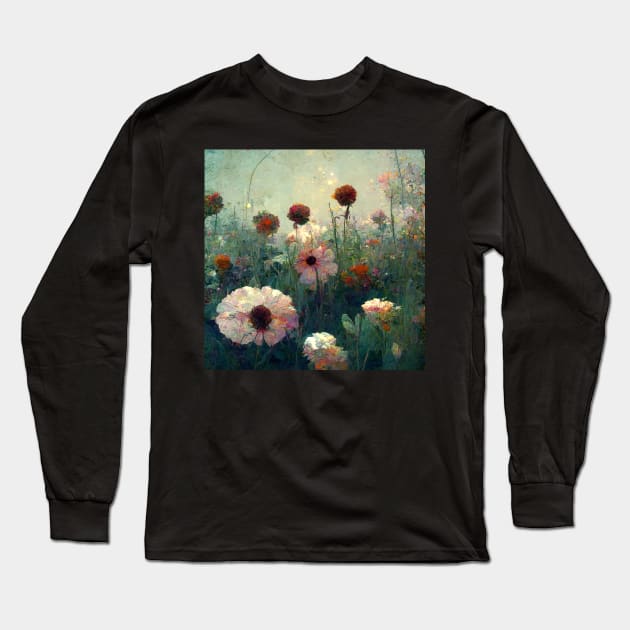 Pastel colored wildflowers growing in a garden Long Sleeve T-Shirt by Liana Campbell